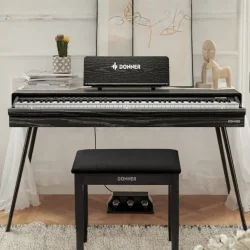 Donner DHP-600 Elektrisk Klaver m/88 v�gtede realistisk anslag tangenter (Sort Tr�)