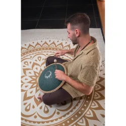 Meinl Sonic Energy OSTD3DGE Oktav Steel Tongue Drum (F-dur, 9 toner, 432 Hz, m�rkegr�n, blomsterdesign) inkl. tilbeh�r