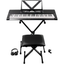 Donner DEK-620 PACK 'Begynder' Keyboard Pakke m/40 melodier+300 lyde+300m rytmer (61 anslagsf�lsomme tangenter) inkl. b�nk &amp; tilbeh�r