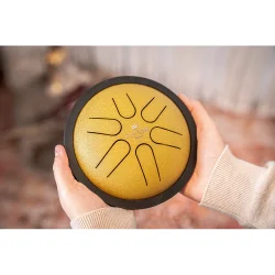 Meinl Sonic Energy MSTD3G 6" Mini Steel Tongue Drum (B-dur, guld) inkl. pose &amp; k�ller