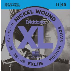 D'Addario Fretted EXL115 XL Nickel Wound Medium11-49 Elektrisk Guitar Strengest