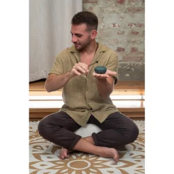 Meinl Sonic Energy PSTD4DGGOL 3" Pocket Steel Tongue Tromme (A-dur, 6 toner, 440 Hz, m�rkegr�n, Germ of Life)