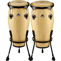 NINO Percussion NINO89NT Tr� Conga Tromme S�t m/buffalo skind (siam egetr�, �20cm/�23cm, H56cm, natural) inkl. stemmen�gle