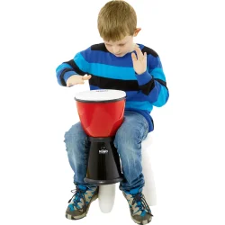 NINO Percussion NINO18R/BK Small ABS Plastik Djembe m/syntetisk skind (�20cm, r�d/sort) inkl. nylon strop