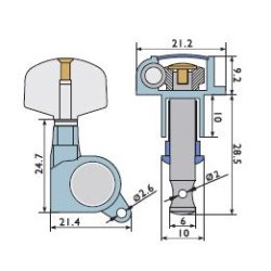 Alice AS-016R Elektrisk &amp; Western Guiatr Forkromet Stemmeskrue m/lille hoved, hjre