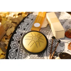 Meinl Sonic Energy MSTD3G 6" Mini Steel Tongue Drum (B-dur, guld) inkl. pose &amp; k�ller