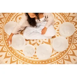 Meinl Sonic Energy SOLCSBSET Hvidfrostede Krystal Syngesk�l 6-delt Solfeggio S�t (Ut, Re, Mi, Fa, Sol, La) inkl. silikoneringe &amp; k�ller