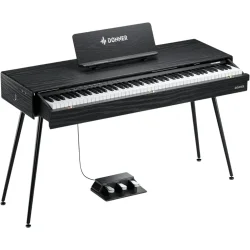 Donner DHP-600 Elektrisk Klaver m/88 v�gtede realistisk anslag tangenter (Sort Tr�)