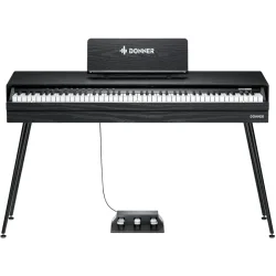 Donner DHP-600 Elektrisk Klaver m/88 v�gtede realistisk anslag tangenter (Sort Tr�)