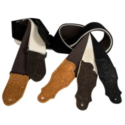 Franklin Strap 1-BK-EBK Cotton Strap Series 2� Bomuld m/pr�get ruskinds ender Guitarrem/Skulderrem  