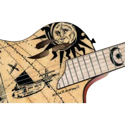Ortega RTPG-LS2  TourPlayer Serien Nylonstrenget Guitar m/mikrofon, thin body &amp; slim neck inkl. taske (Bermuda)