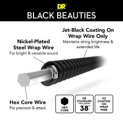 DR Strings BKE-10 Black Beauties Coated Medium 010-046 Elektrisk Guitar Strenges�t
