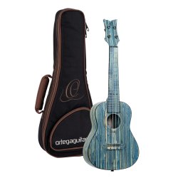 Ortega Koncert ukulele med gigbag, Stonewashed Blue