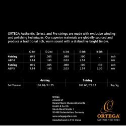 Ortega Strenges�t 5-str. Akustisk bas, Coated Phosphor Bronze, Long scale
