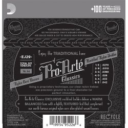 D'Addario Fretted EJ29 Pro Art Rectified Nylon Trebles Moderate Tension Klassisk Guitar Strengest