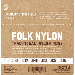 D'Addario Fretted EJ32C Folk SilverWound/ClearNylon NormalTension BallEnd Klassisk Guitar Strengest