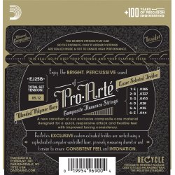 D'Addario Fretted EJ25B Pro Art Composite Core Flamenco Custom Tension Klassisk Guitar Strengest
