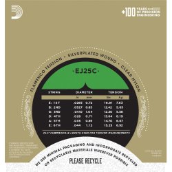 D'Addario Fretted EJ25C Pro Art Composite Core Flamenco Custom Tension Klassisk Guitar Strengest