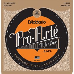 D'Addario Fretted EJ43 Pro Art Nylon Light Tension Klassisk Guitar Strengest