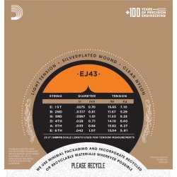 D'Addario Fretted EJ43 Pro Art Nylon Light Tension Klassisk Guitar Strengest