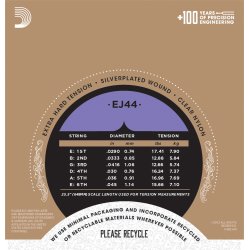 D'Addario Fretted EJ44 Pro Art Nylon Extra Hard Tension Klassisk Guitar Strengest