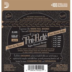 D'Addario Fretted EJ48 Pro Art Nylon 80/20 Bronze Hard Tension Klassisk Guitar Strengest