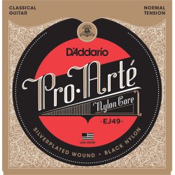 D'Addario Fretted EJ49 Pro Art Black Nylon Normal Tension Klassisk Guitar Strengest