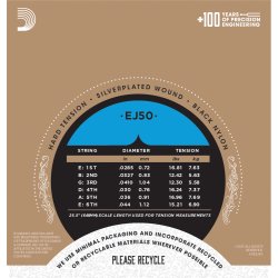 D'Addario Fretted EJ50 Pro Art Black Nylon Hard Tension Klassisk Guitar Strengest