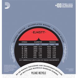 D'Addario Fretted EJ45TT Pro Art Dynacore Normal Tension Klassisk Guitar Strengest