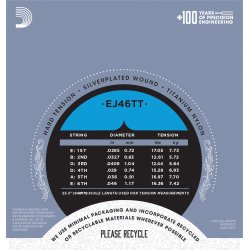 D'Addario Fretted EJ46TT Pro Art Dynacore Hard Tension Klassisk Guitar Strengest