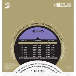 D'Addario Fretted EJ44C Pro Art Composite Core Extra Hard Tension Klassisk Guitar Strengest