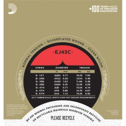 D'Addario Fretted EJ45C Pro Art Composite Core Normal Tension Klassisk Guitar Strengest