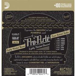 D'Addario Fretted EJ45LP Pro Art Lightly Polished Normal Tension Klassisk Guitar Strengest
