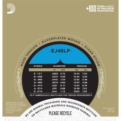 D'Addario Fretted EJ46LP Pro Art Lightly Polished Hard Tension Klassisk Guitar Strengest