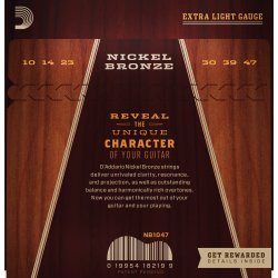 D'Addario Fretted NB1047 Nickel Bronze Extra Light 010-047 Western Guitar Strengest