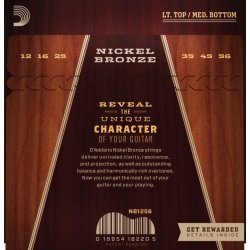 D'Addario Fretted NB1256 Nickel Bronze Light Medium 012-056 Western Guitar Strengest