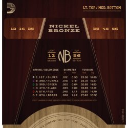 D'Addario Fretted NB1256 Nickel Bronze Light Medium 012-056 Western Guitar Strengest