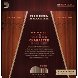 D'Addario Fretted NB1356 Nickel Bronze Medium 013-056 Western Guitar Strengest