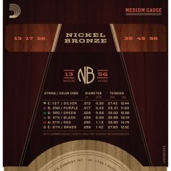 D'Addario Fretted NB1356 Nickel Bronze Medium 013-056 Western Guitar Strengest