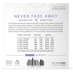 D'Addario Fretted XSAPB1152-3P XS Phosp. Brone CustomLight 011-052 Western Guitar Strengest (3-st)