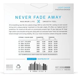 D'Addario Fretted XSAPB1253-3P XS Phosphor Bronze Light 012-053 Western Guitar Strengest (3-st)