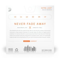 D'Addario Fretted XSABR1047 XS 80/20 Bronze Extra Light 010-047 Western Guitar Strengest