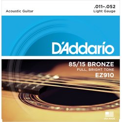 D'Addario Fretted EZ910 85/15 Bronze Light 011-052 Western Guitar Strengest