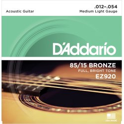 D'Addario Fretted EZ920 85/15 Bronze Medium Light 012 - 054 Western Guitar Strengest