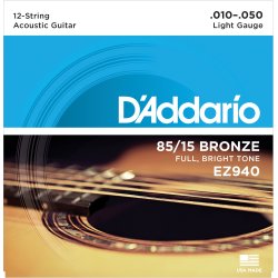 D'Addario Fretted EZ940 85/15 Bronze Light 12-strenget 010-047 Western Guitar Strengest