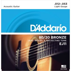 D'Addario Fretted EJ11 80/20 Bronze Regular Light 012-053 Western Guitar Strengest