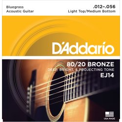 D'Addario Fretted EJ14 80/20 Bronze Light Medium 012-056 Western Guitar Strengest