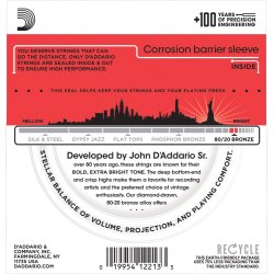 D'Addario Fretted EJ12 80/20 Bronze Medium 013-056 Western Guitar Strengest