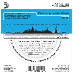 D'Addario Fretted EJ36 80/20 Bronze Light 12-strenget 010-047 Western Guitar Strengest