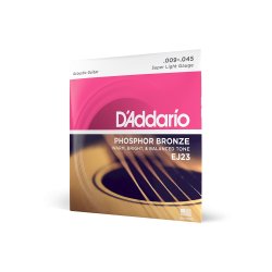 D'Addario Fretted EJ23 Phosphor Bronze Super Light 009 - 045 Western Guitar Strengest 